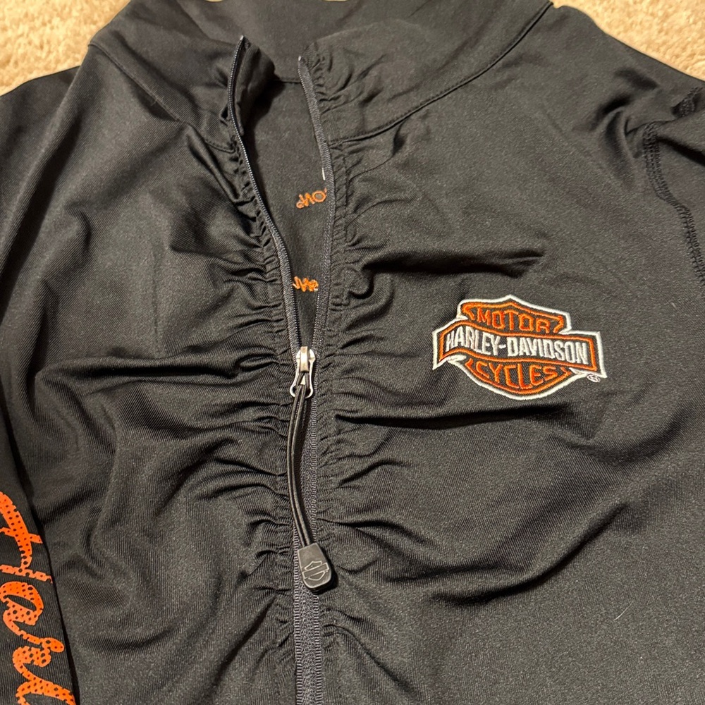 Harley-Davidson Black and Orange Quarter-Zip Shirt - Picture 3 of 5